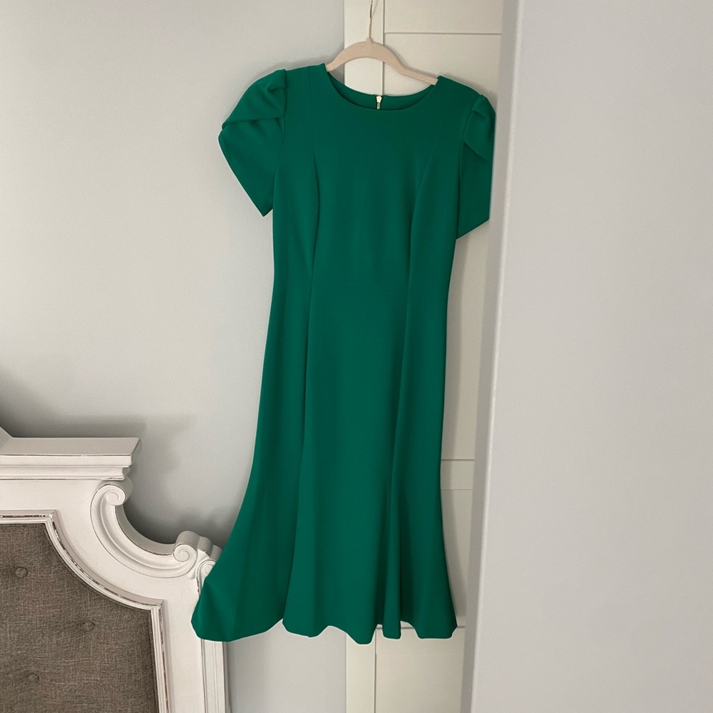 Calvin Klein, Emerald Green, Puff Sleeve, Dress, Size 4